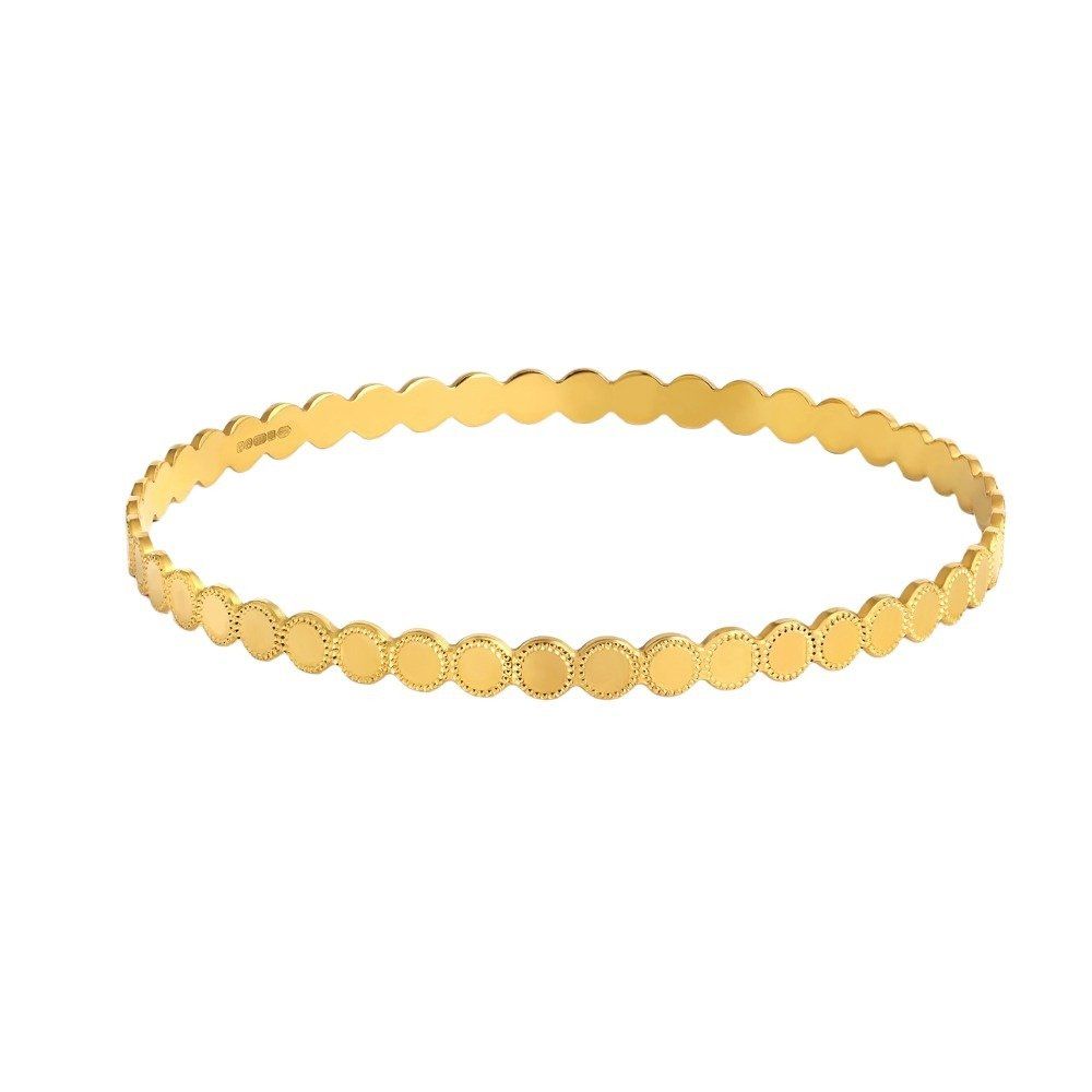 22ct Yellow Gold Bangle With Circles and texture