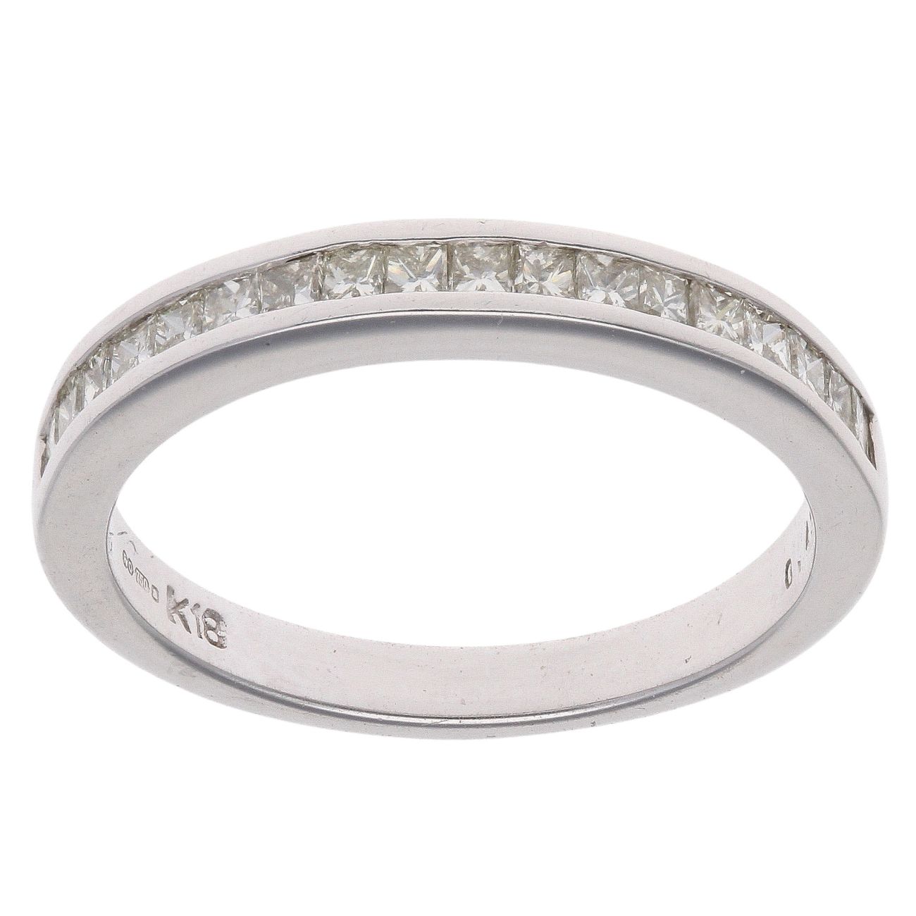 18ct White Gold 0.45ct Princess Cut Diamond Half Eternity Ring