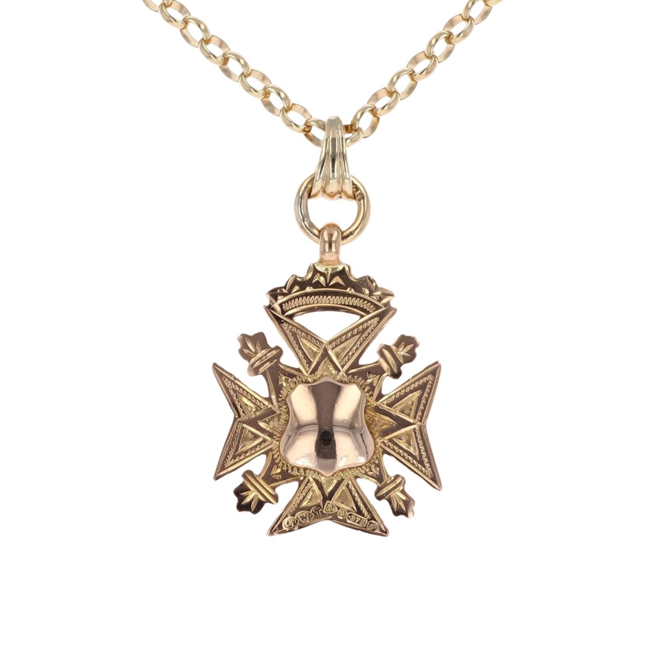 9ct Yellow Gold Masonic Pendant And Chain 24"