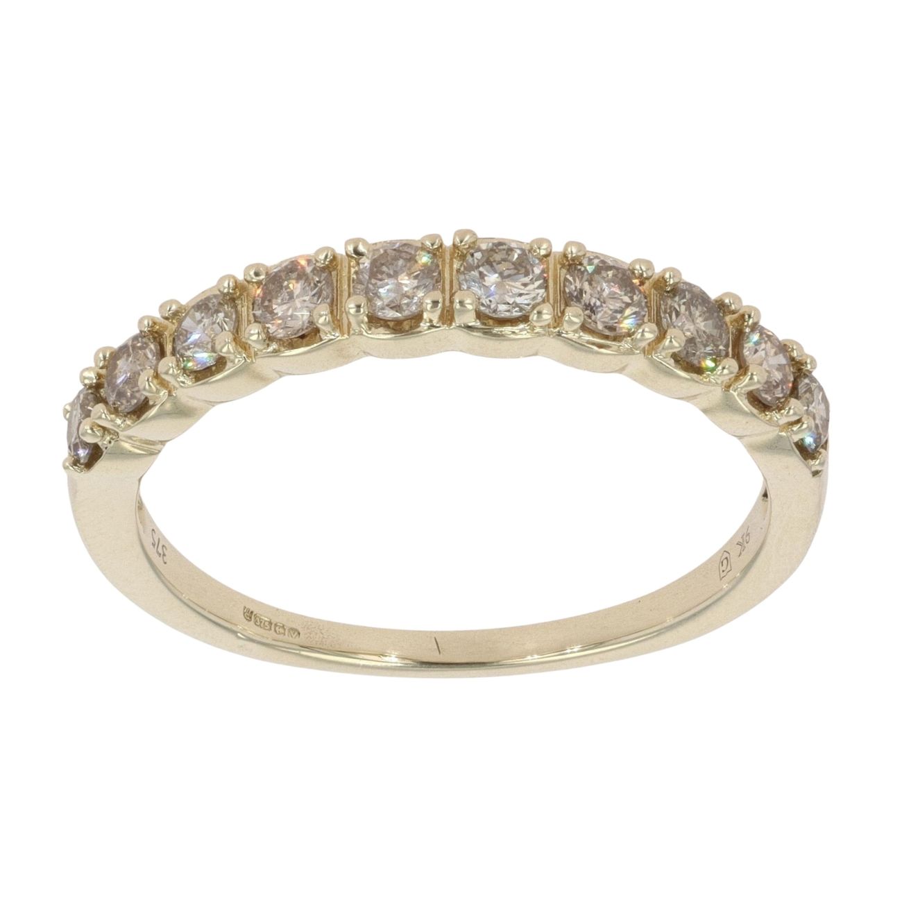 9ct Yellow Gold 0.50ct Brilliant Cut Diamond Half Eternity Ring