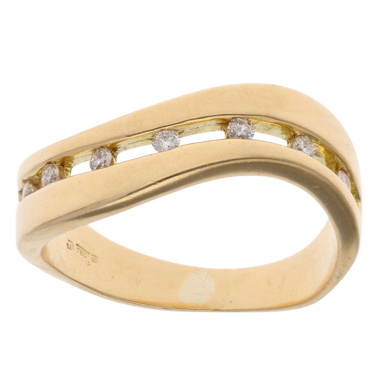 18ct Yellow Gold 0.15ct Brilliant Cut Diamond Wave Ring