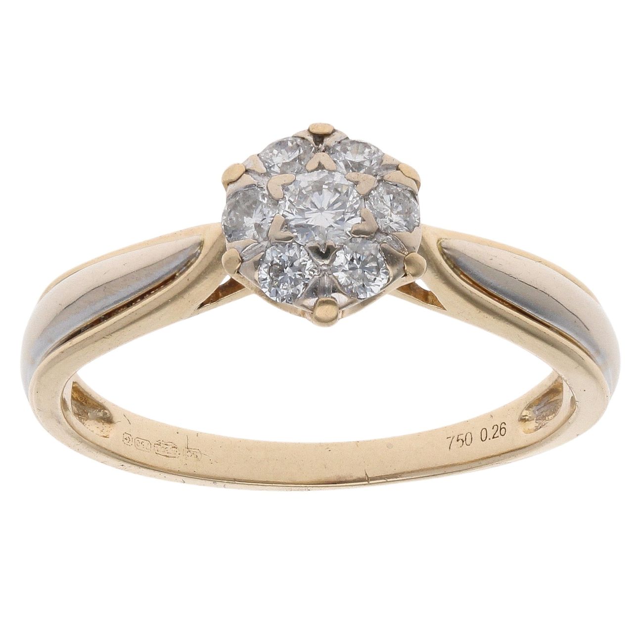18ct Yellow Gold 0.26ct Brilliant Cut Diamond Cluster Ring