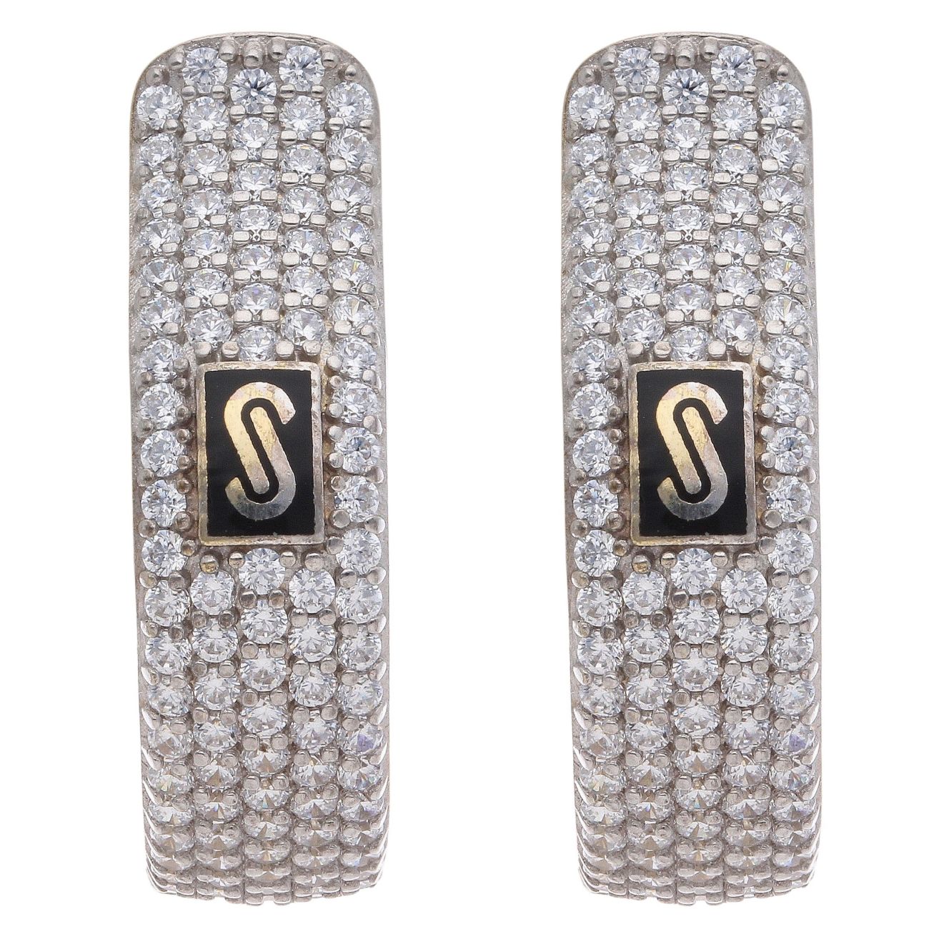 14ct Yellow Gold Monaco Classic Cubic Zirconia Pave Hoop Earrings