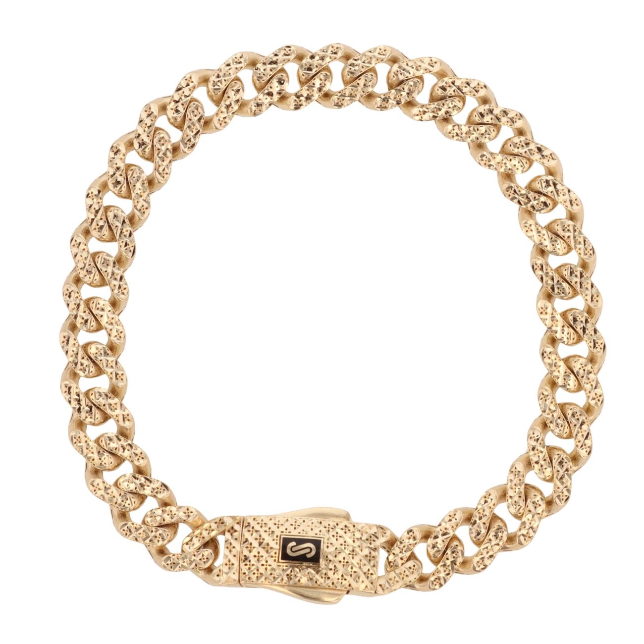 14ct Yellow Gold Monaco Classic Flex Lock Curb Bracelet 8.5"