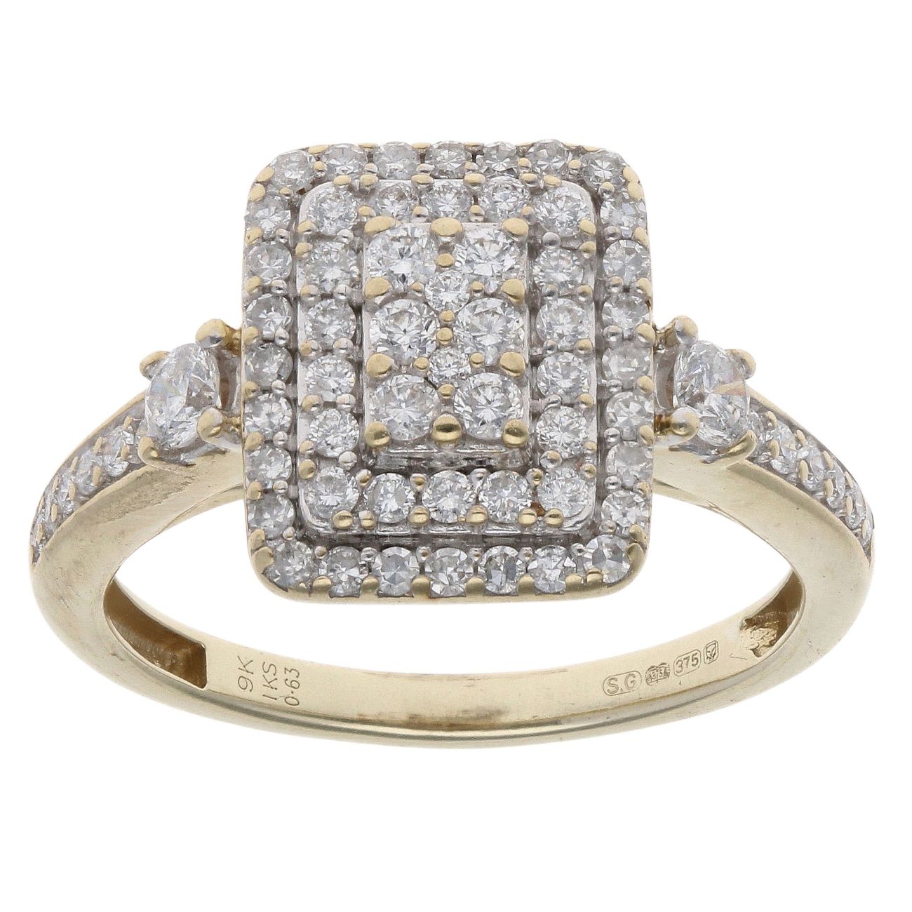 9ct Yellow Gold 0.63ct Brilliant Cut Diamond Cluster Ring