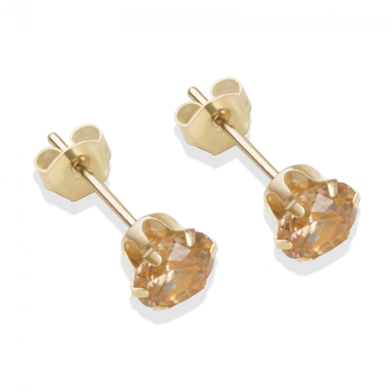 9ct yellow gold 5mm champagne CZ stud Earrings