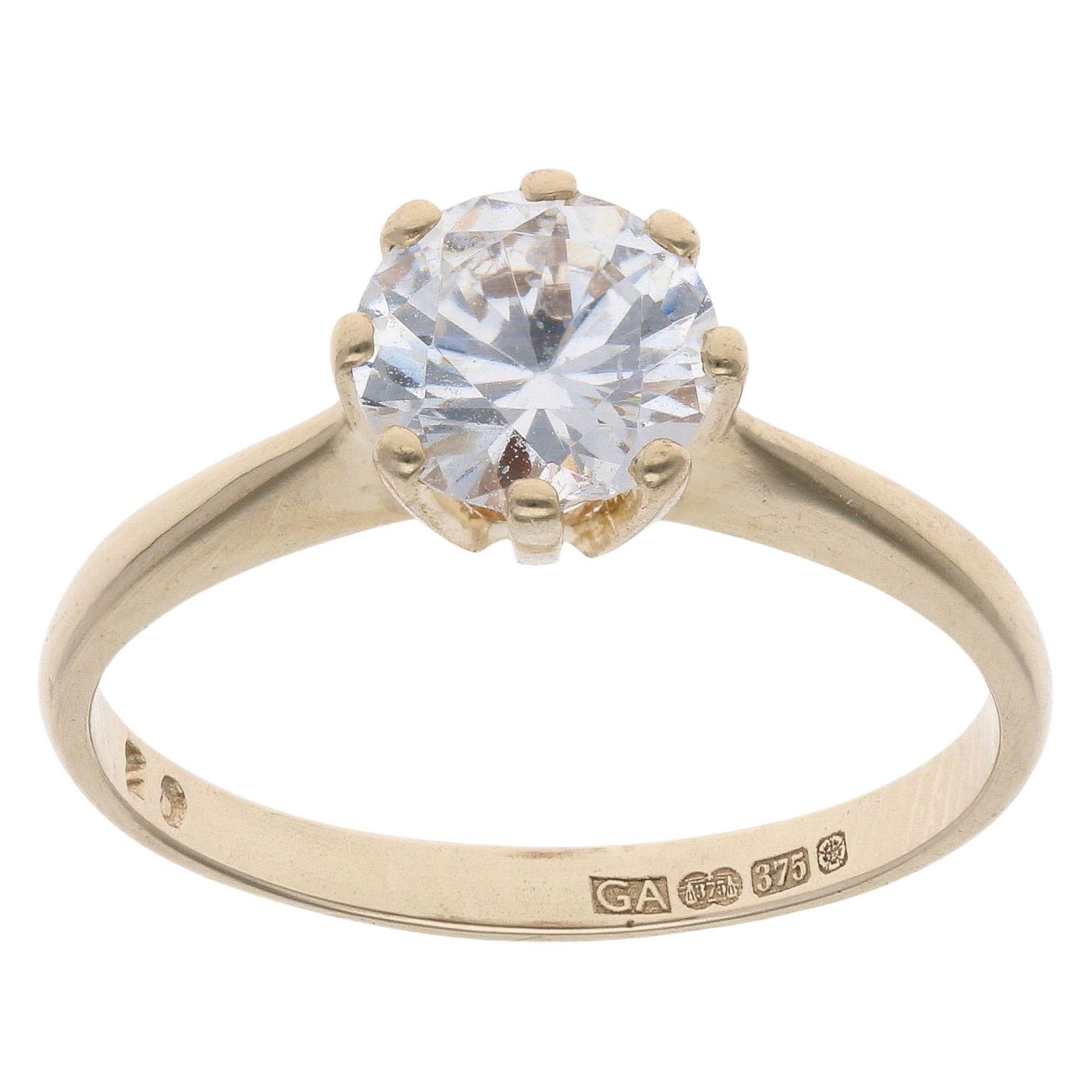 9ct Yellow Gold Cubic Zirconia Single Stone Ring