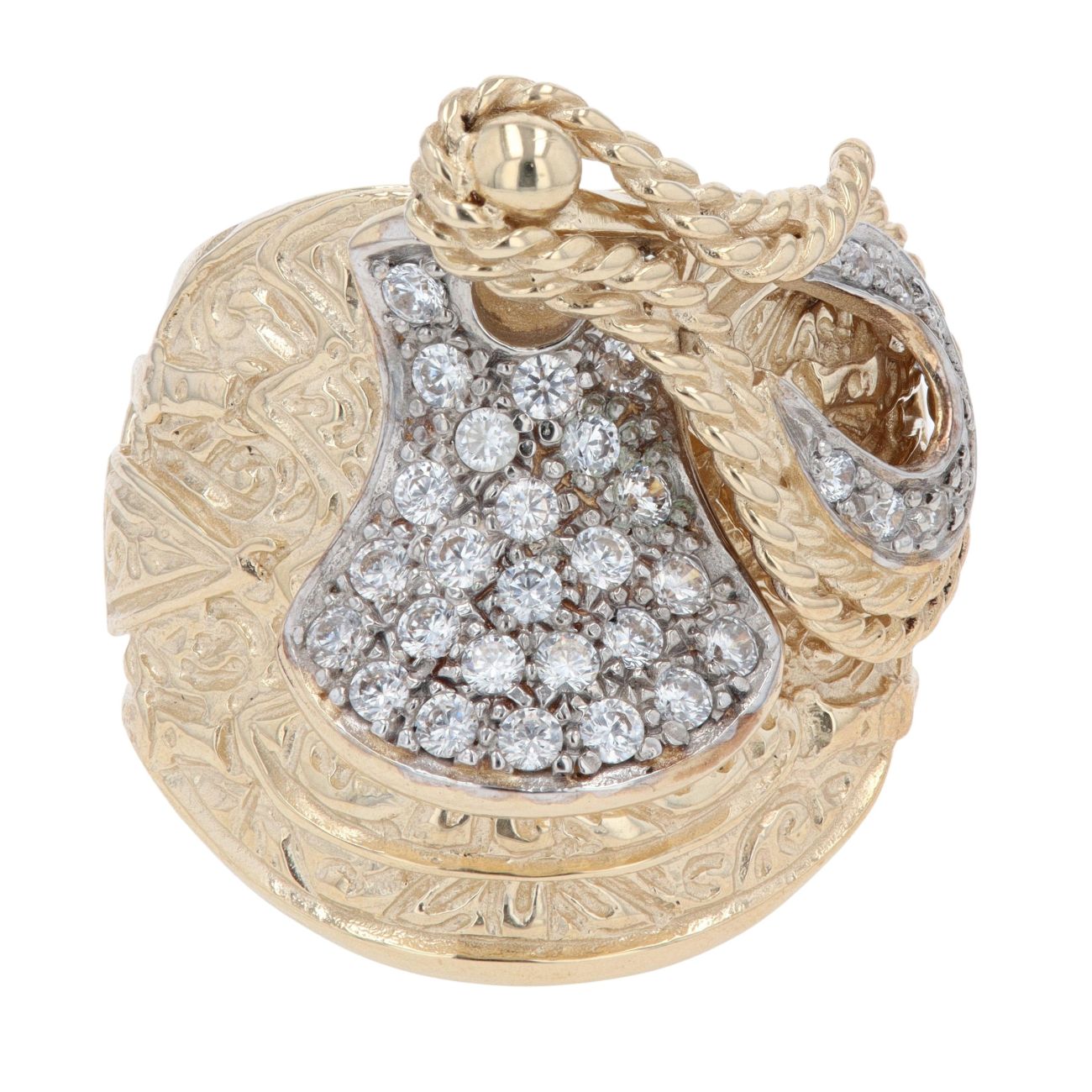 9ct Yellow Gold Cubic Zirconia Saddle Ring