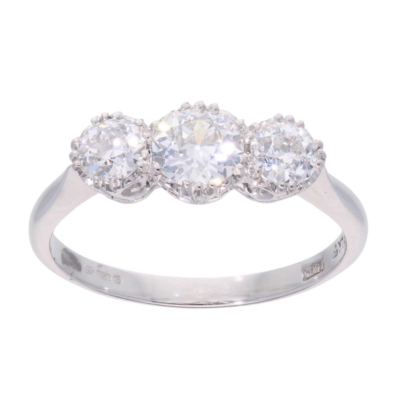 18ct White Gold 1.00ct Diamond Trilogy Ring