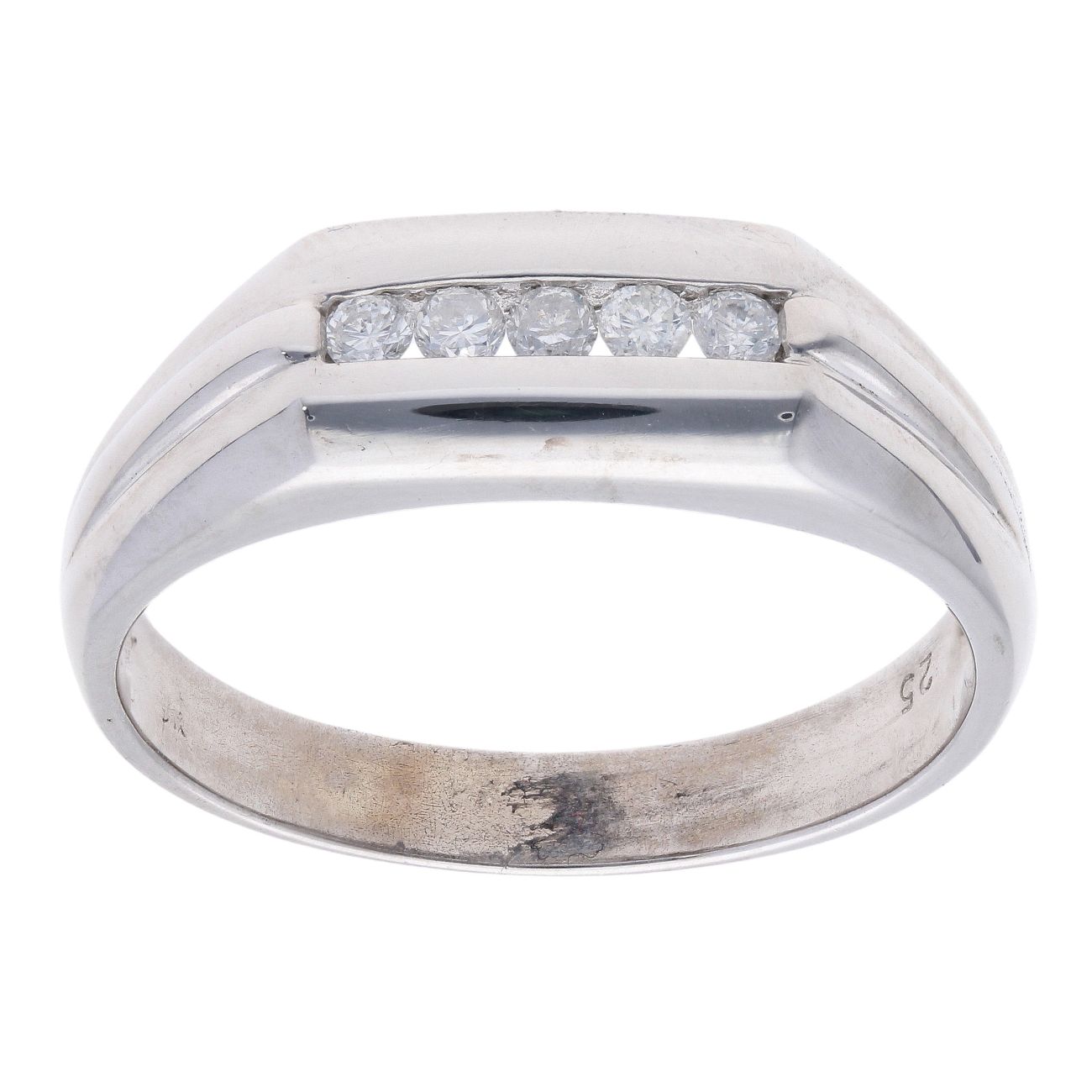 9ct White Gold 0.25ct Diamond Signet Ring