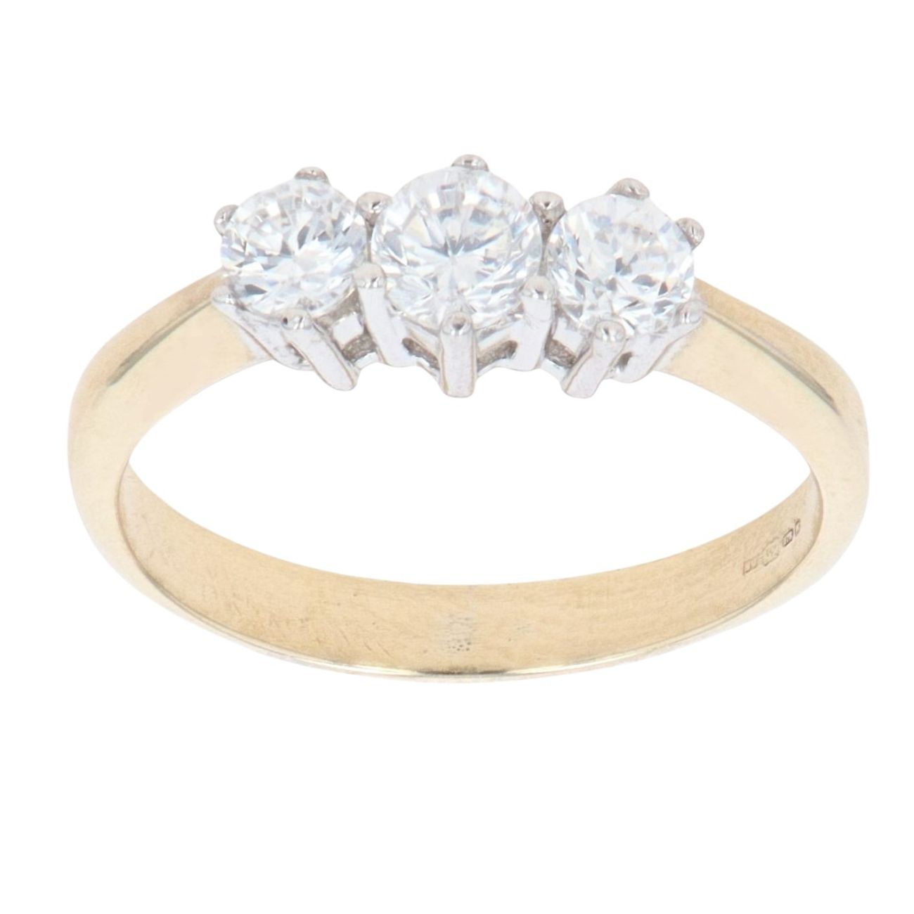 9ct Yellow Gold Cubic Zirconia Three Stone Ring