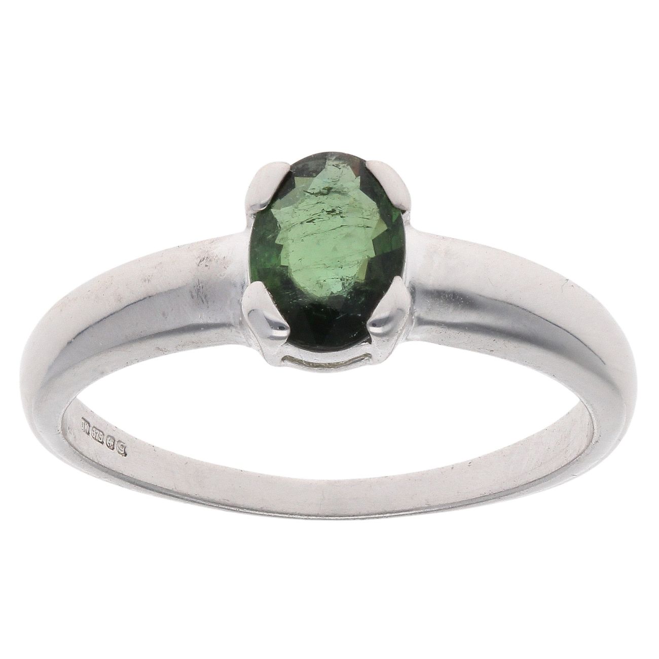 9ct White Gold Green Tourmaline Single Stone Ring