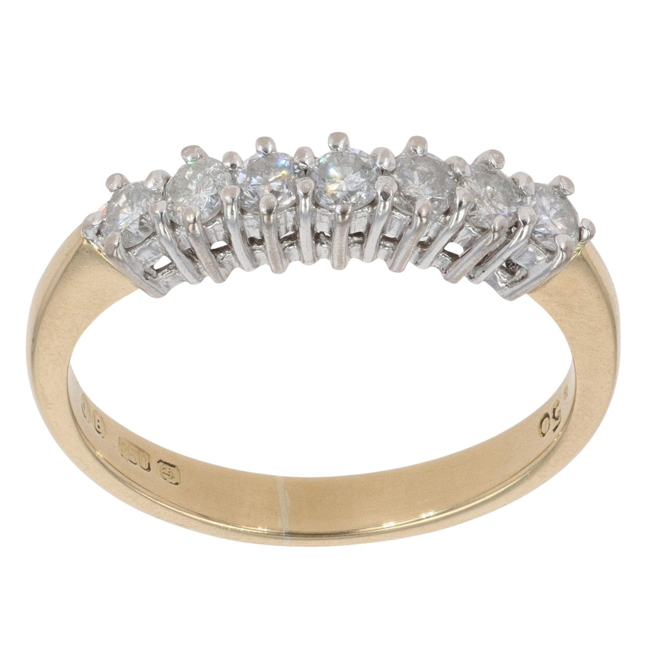 18ct Yellow Gold 0.50ct Brilliant Cut Diamond Half Eternity Ring