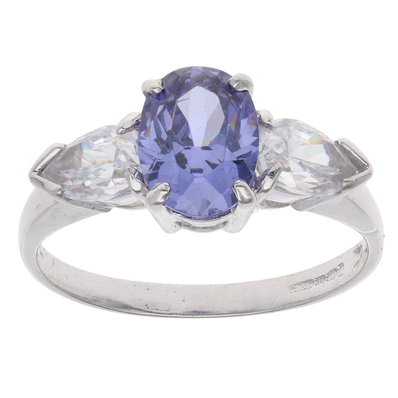 9ct White Gold Cubic Zirconia and Tanzanite Ring