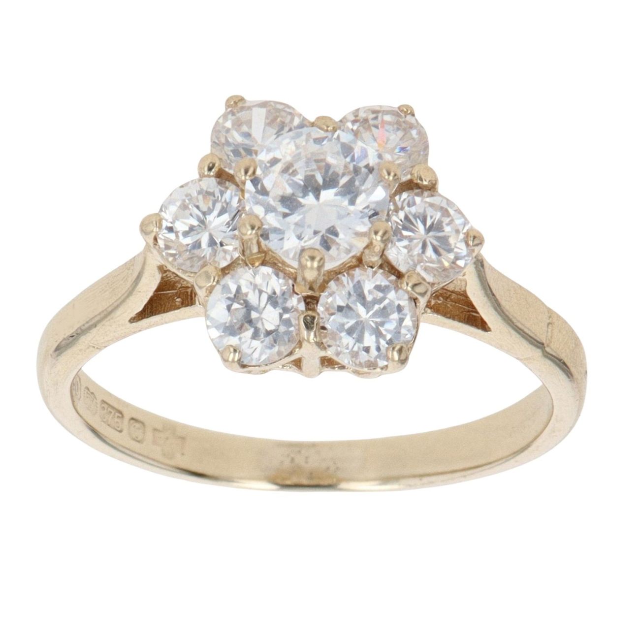 9ct Yellow Gold Cubic Zirconia Cluster Ring