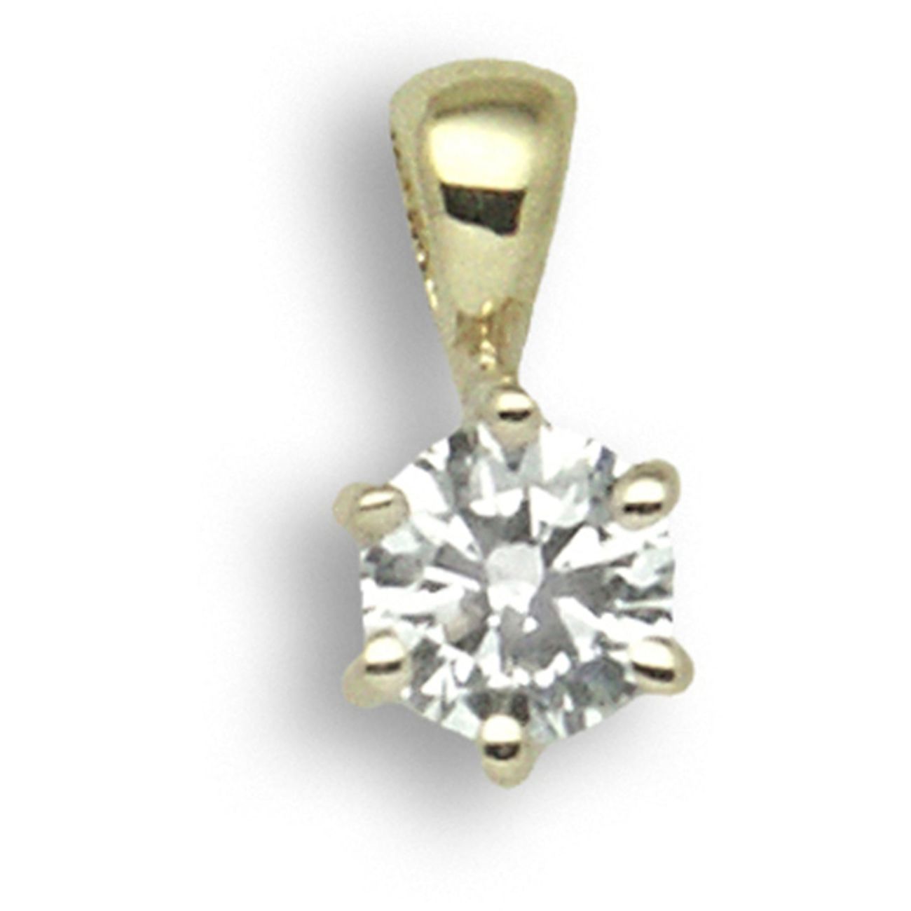 18 Carat Yellow Gold 20pt 6 Claw Diamond Solitaire Pendant
