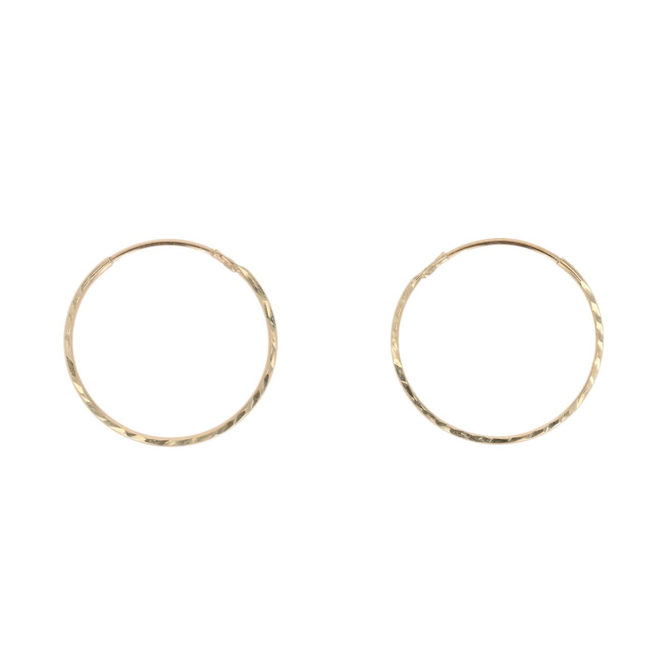 9ct Yellow Gold Diamond Cut Hoop Earrings