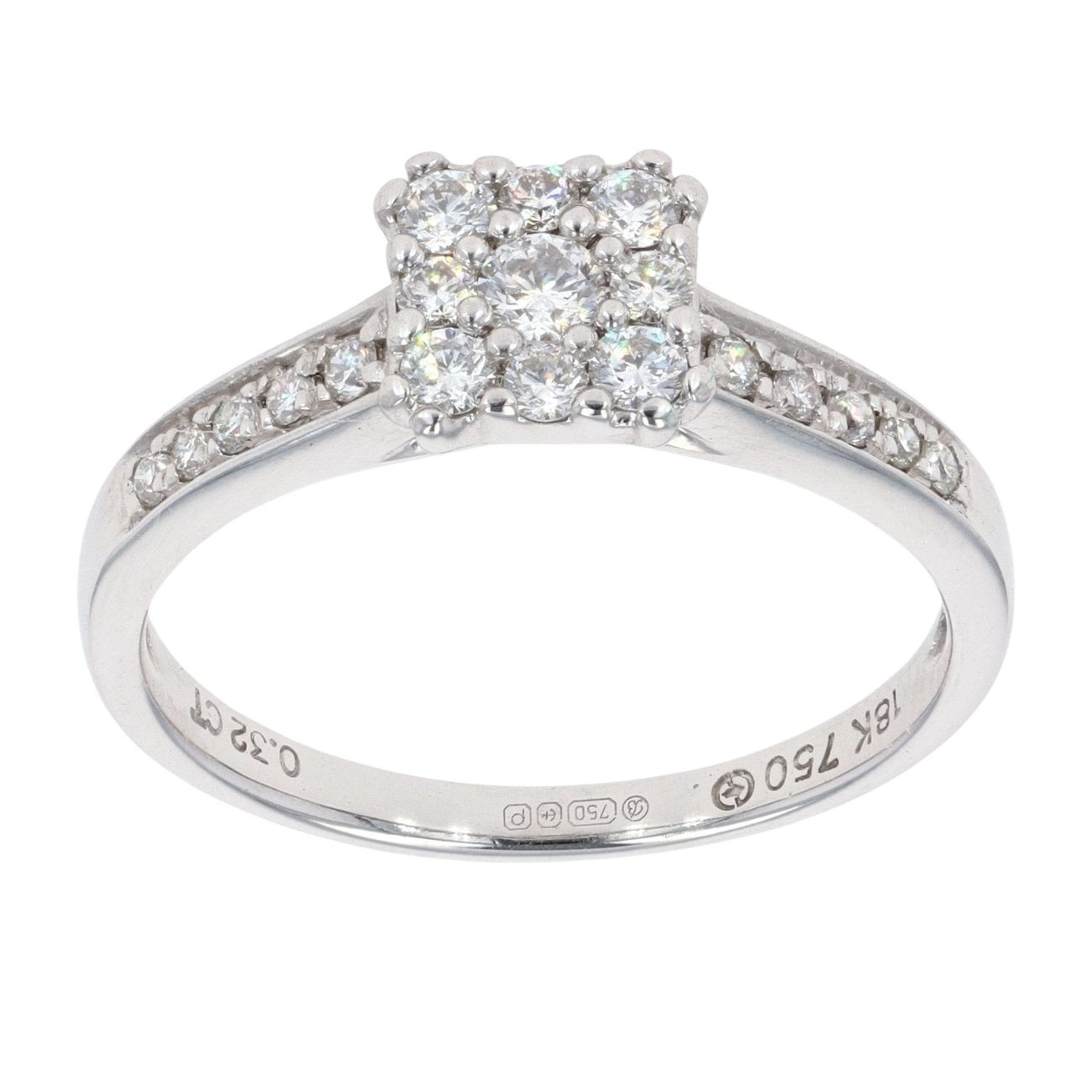 18ct White Gold 0.32ct Diamond Cluster Ring