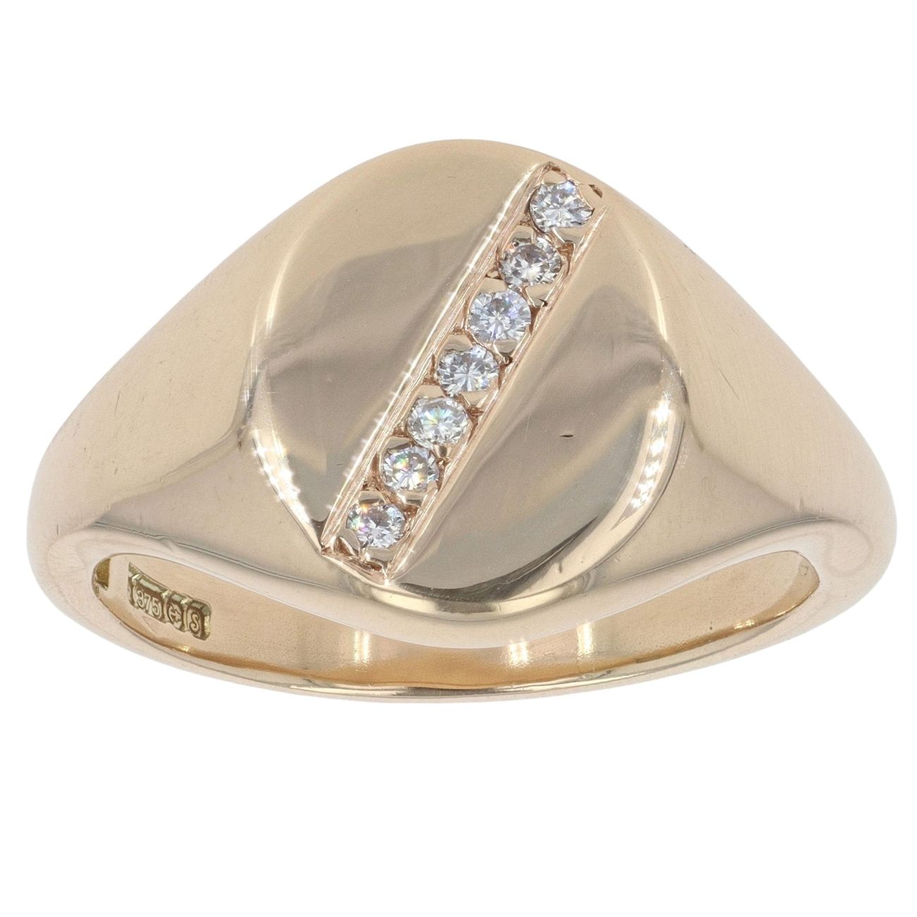 9ct Yellow Gold 0.15ct Diamonds Oval Signet Ring