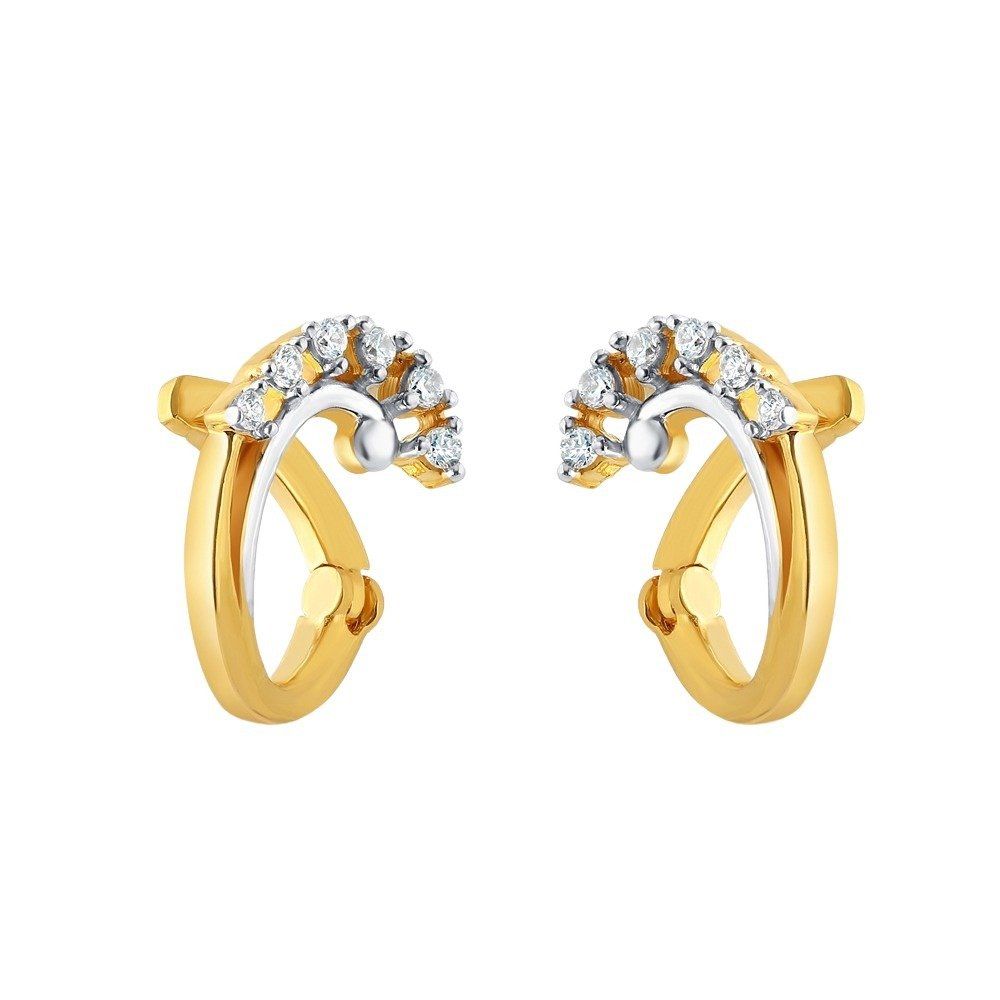 22ct Yellow Gold Cubic Zirconia Twirl Hoop Earrings