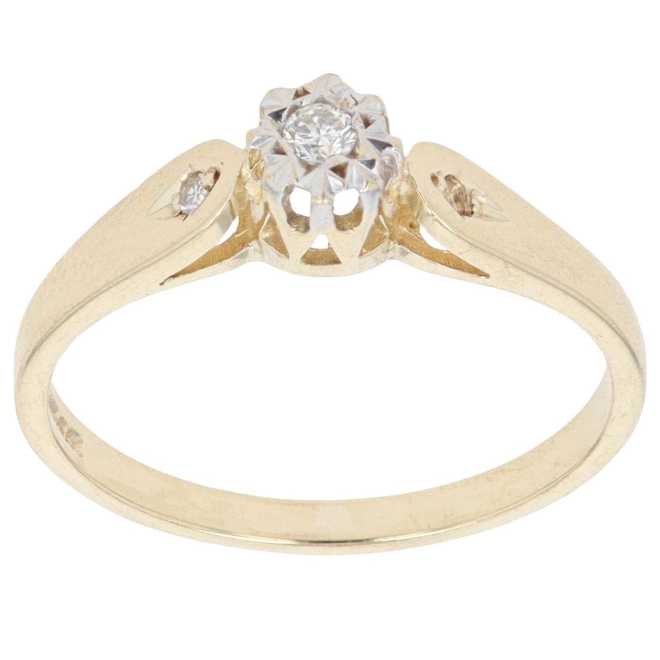 9ct Yellow Gold 0.05ct Diamond Solitaire Ring