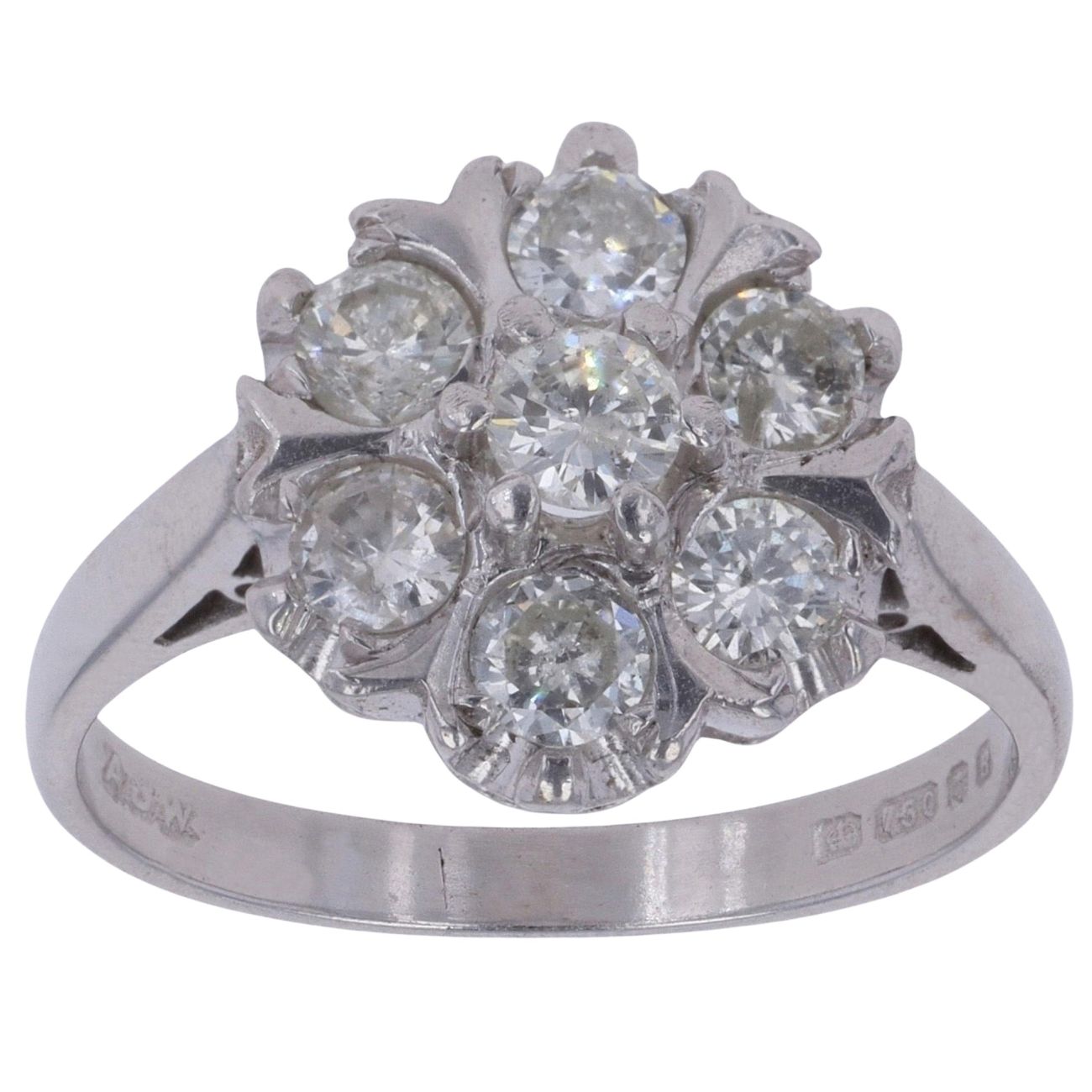 18ct White Gold 1.20ct Brilliant Cut Diamond Cluster Ring