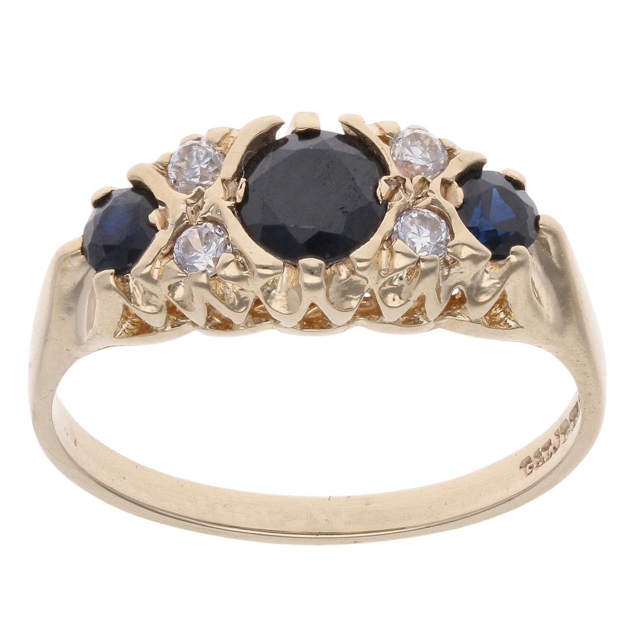 9ct Yellow Gold Cubic Zirconia and Sapphire Dress Ring