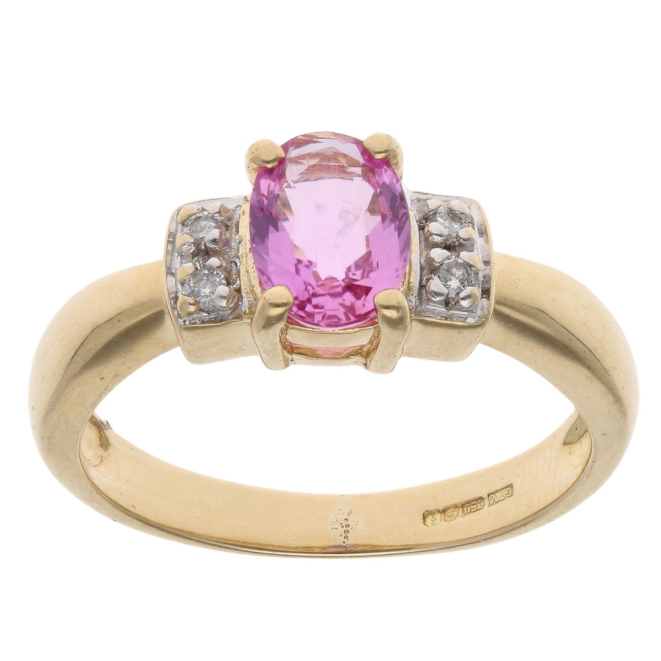18ct Yellow Gold 0.02ct Diamond And Pink Sapphire Ring