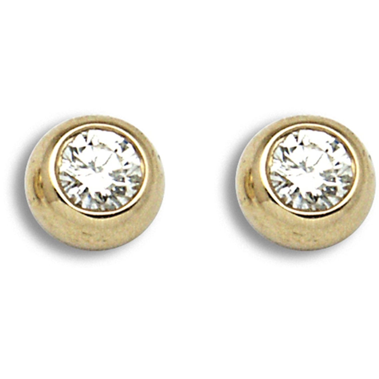 18 Carat Yellow Gold 20pts Rubover Earrings