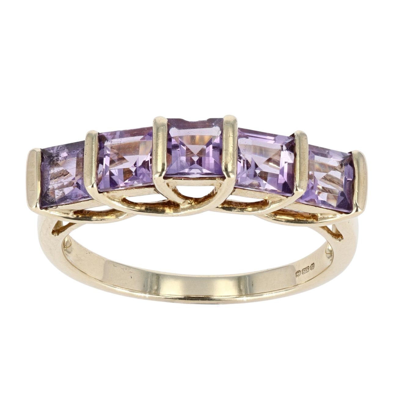 9ct Yellow Gold Amethyst 5 Stone Ring