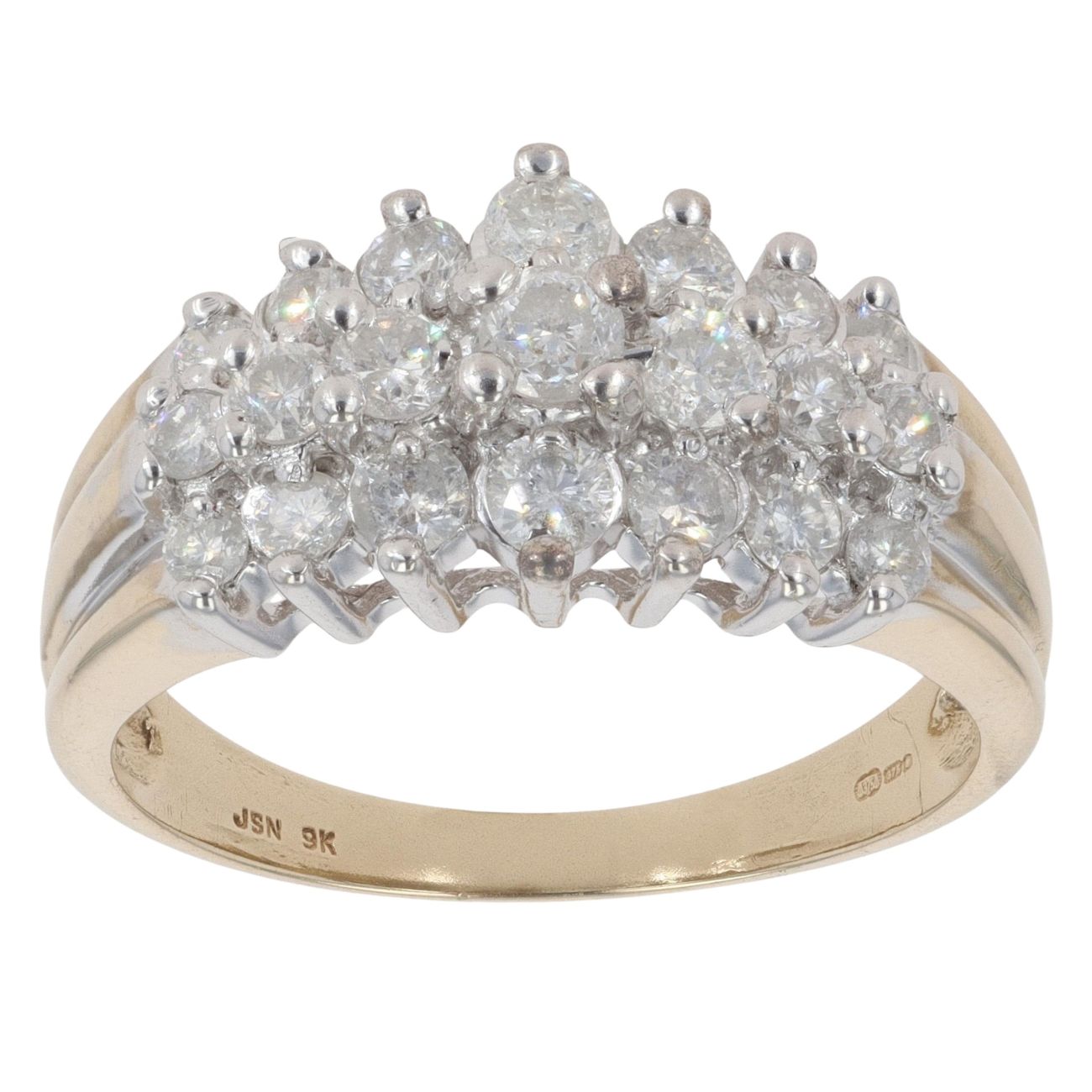 9ct Yellow Gold 1.00ct Brilliant Cut Diamond Cluster Ring