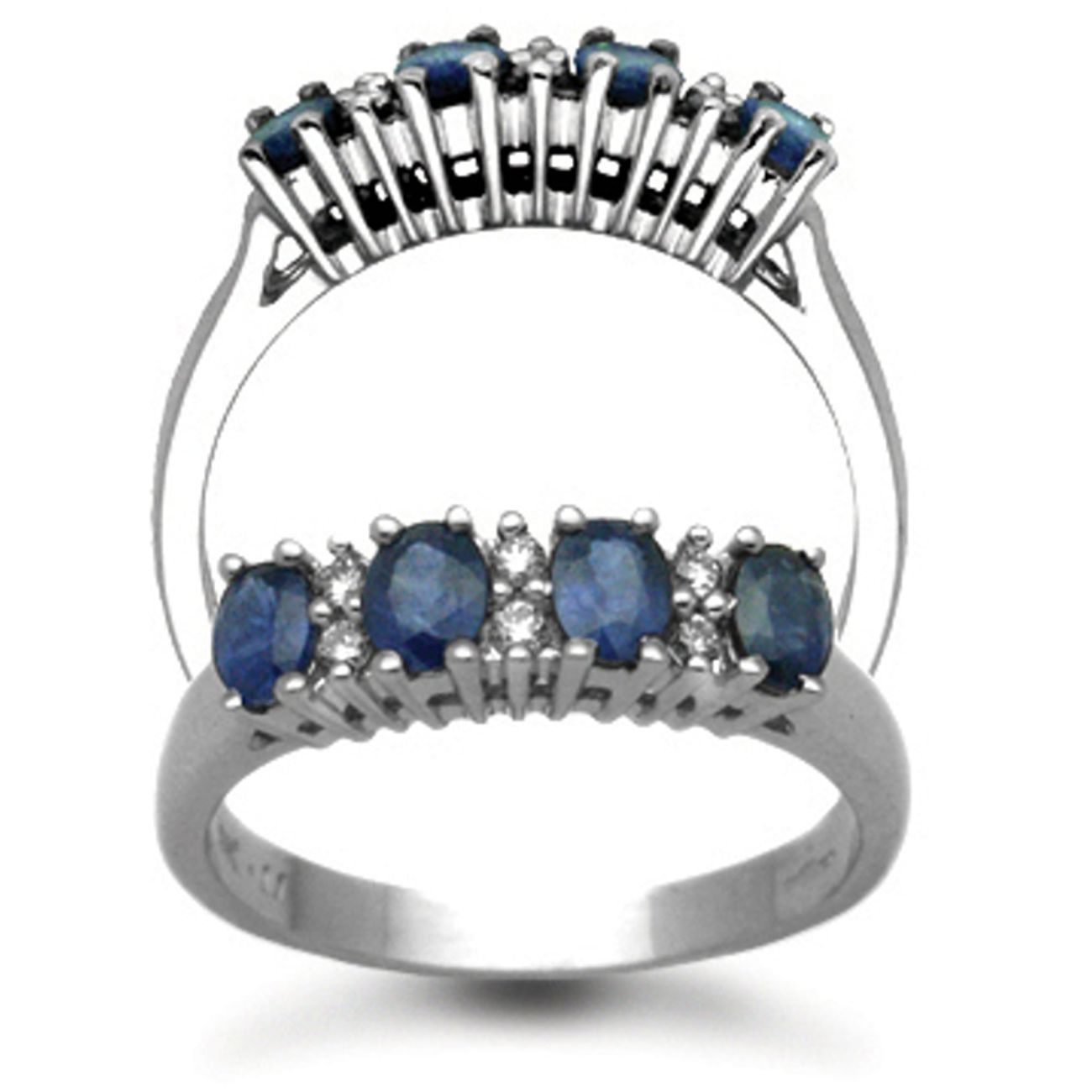 9 Carat White Gold Diamond-12pts & Sapphire Ring