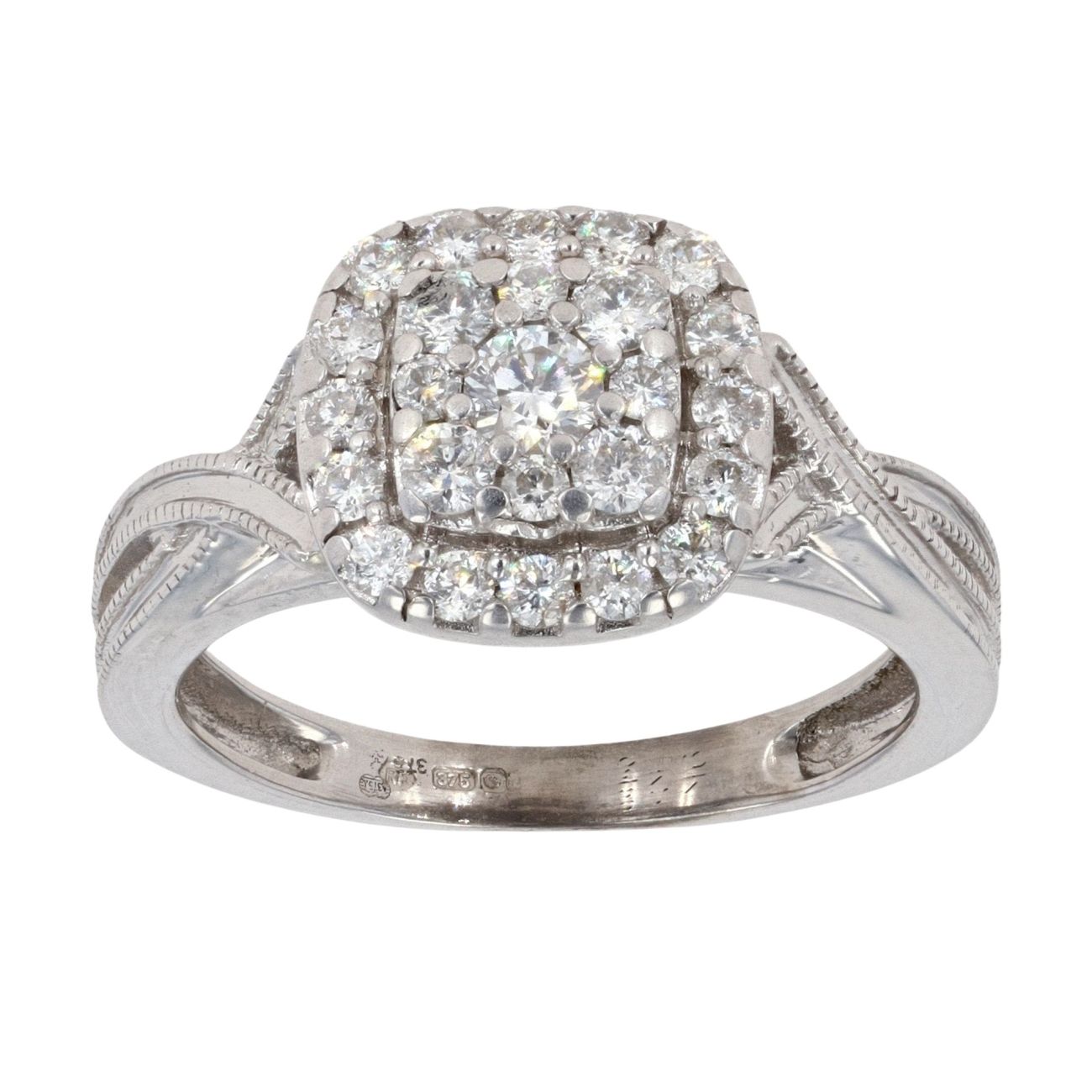 9ct White Gold 0.45ct Diamond Cluster Ring