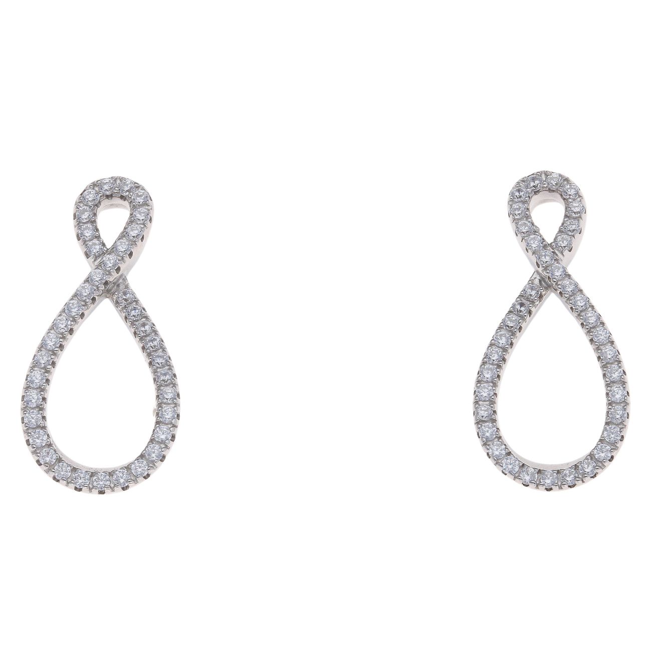 925 Sterling Silver Cubic Zirconia Figure Of Eight Earrings
