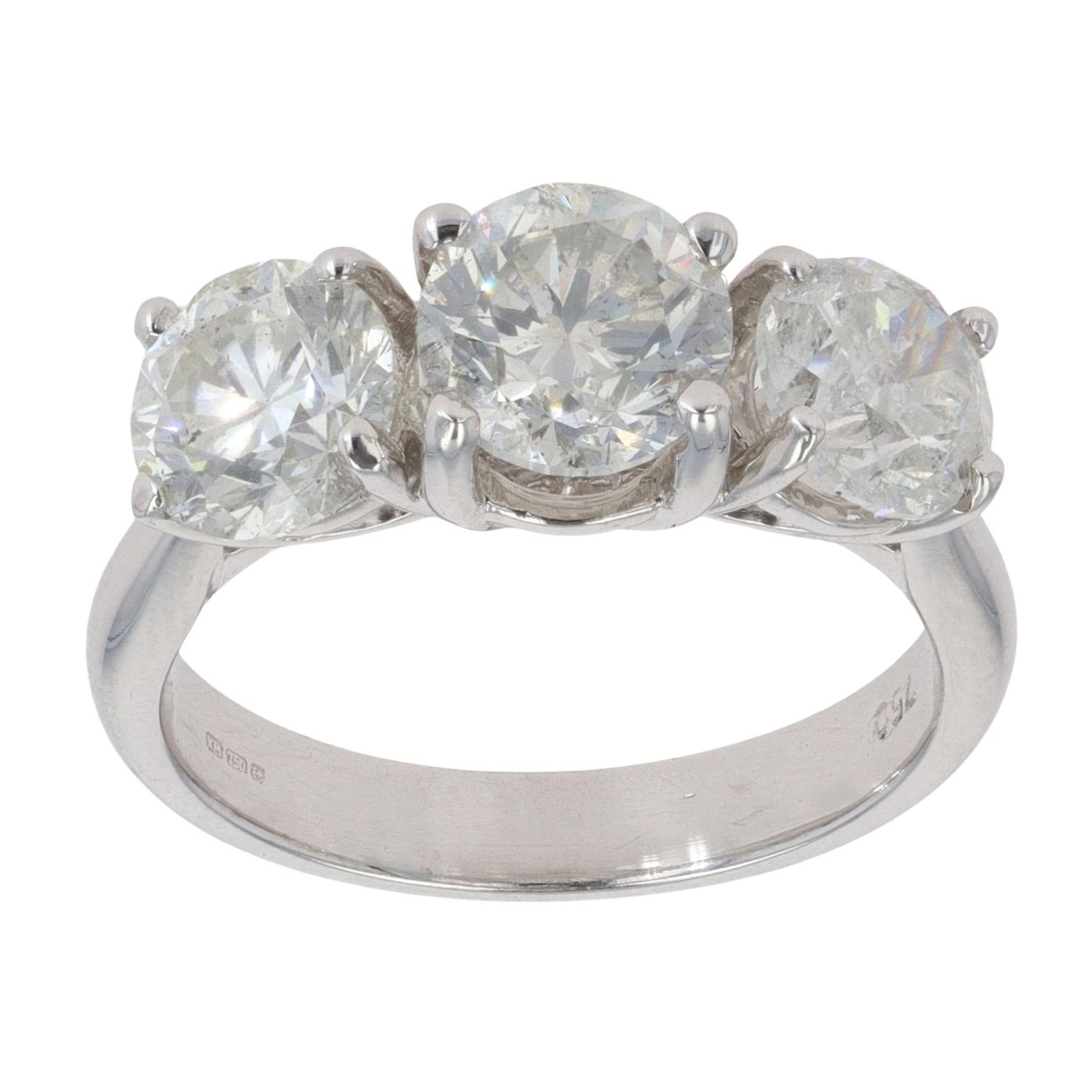 18ct White Gold 3.48ct Brilliant Cut Diamond Trilogy Ring