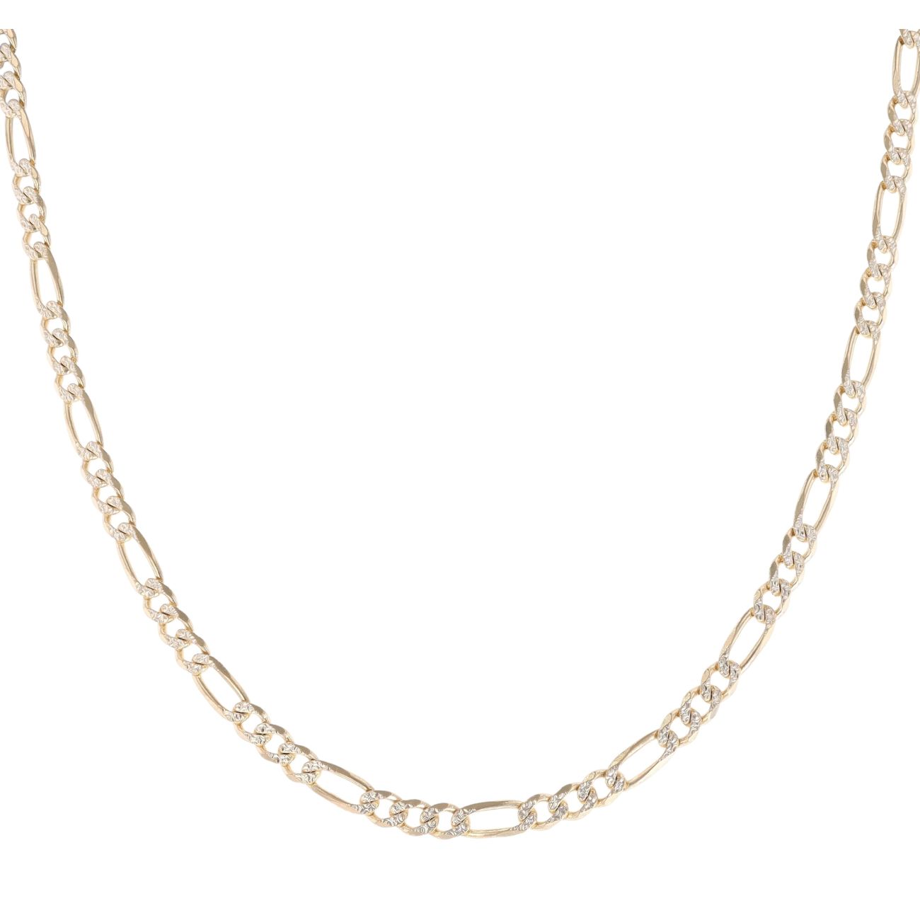 9ct Yellow and White Gold Figaro Chain 18"