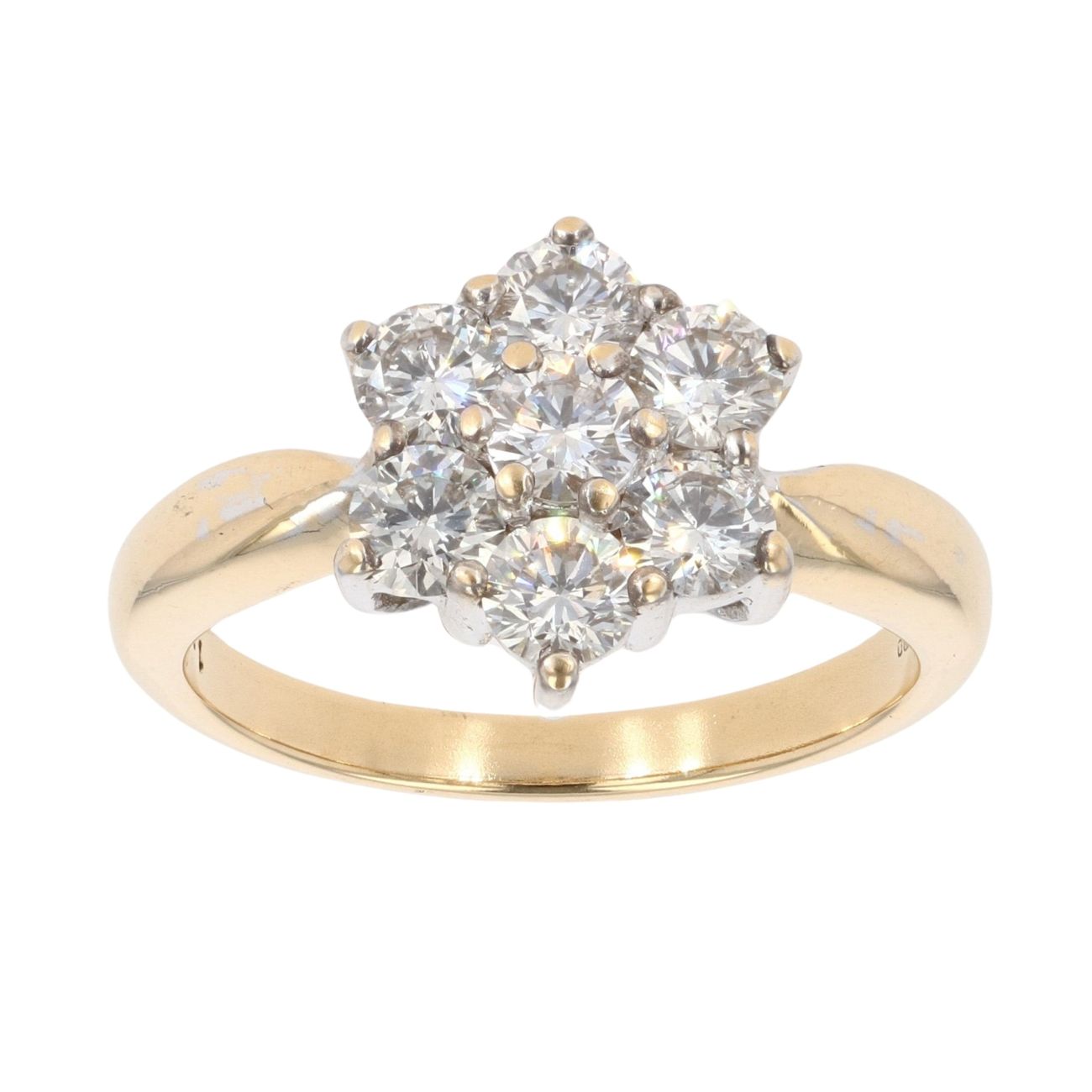 18ct Yellow Gold 1.00ct Diamond Cluster Ring