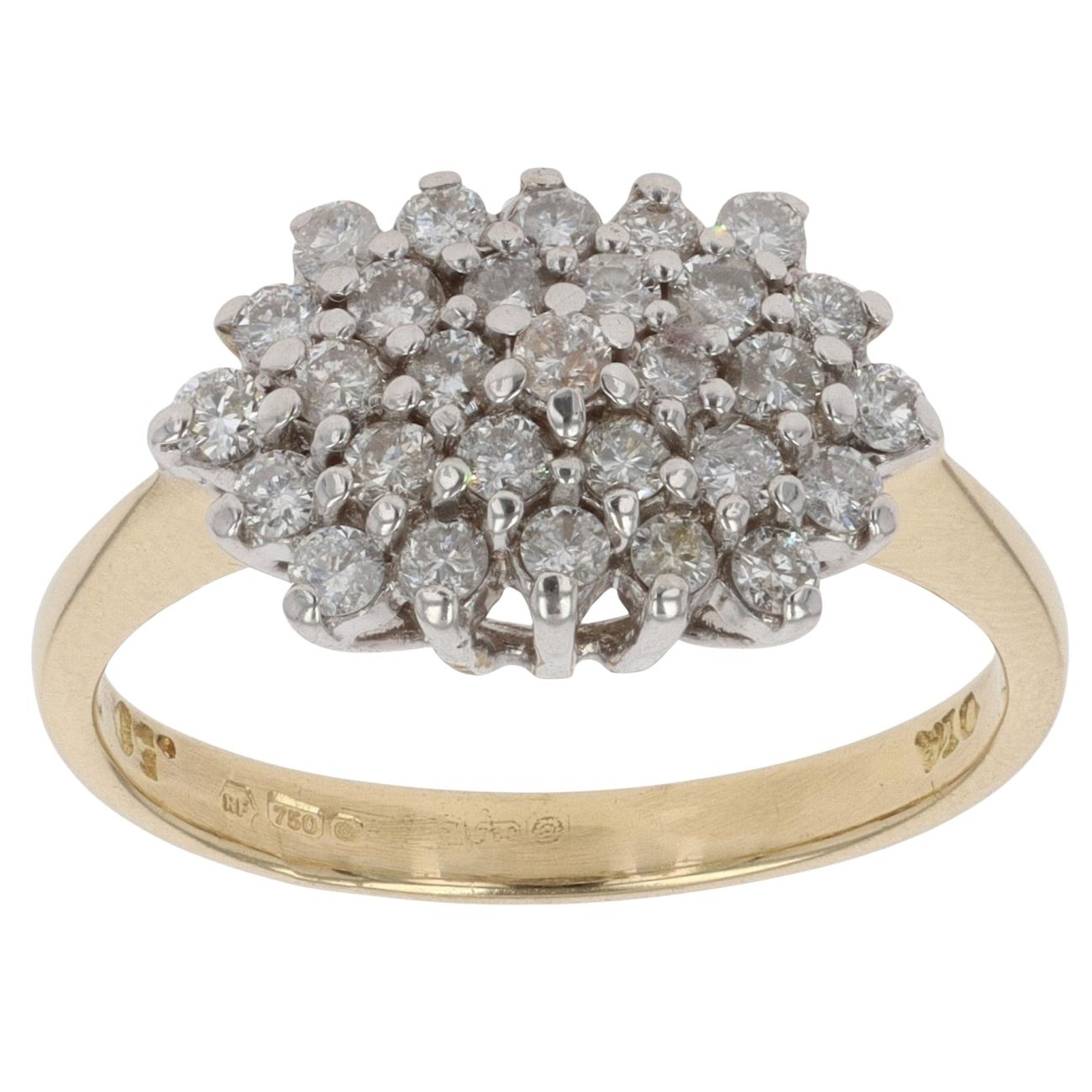 18ct Yellow Gold 0.50ct Brilliant Cut Diamond Cluster Ring