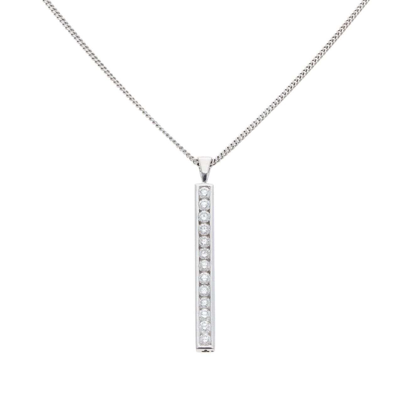 18ct White Gold 1.00ct Brilliant Cut Diamond Pendant And Chain 16"