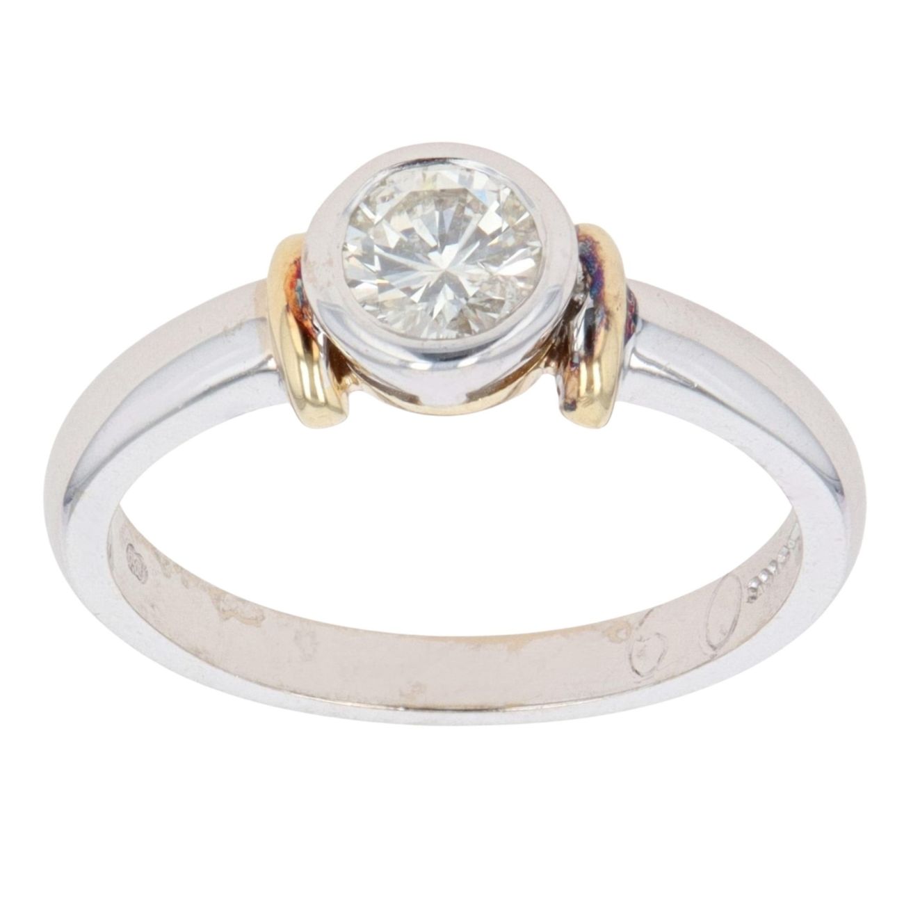 18ct Yellow and White Gold 0.60ct Diamond Solitaire Ring