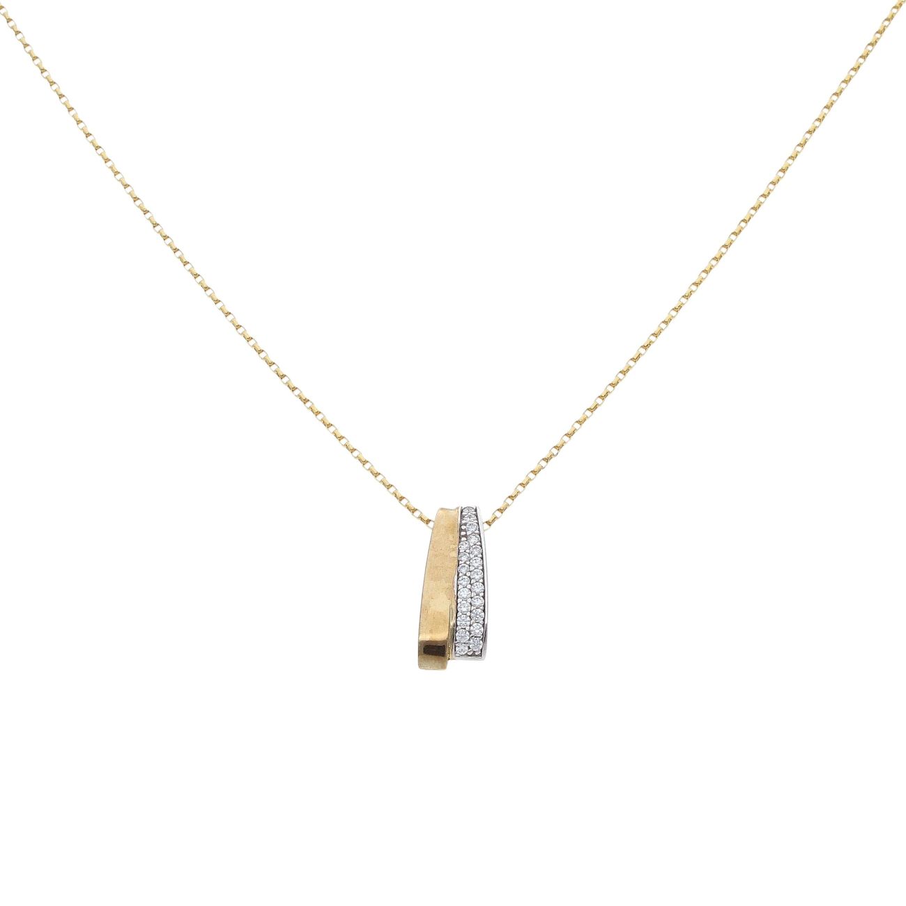 9ct Yellow Gold Cubic Zirconia Fancy Pendant and Chain 18"