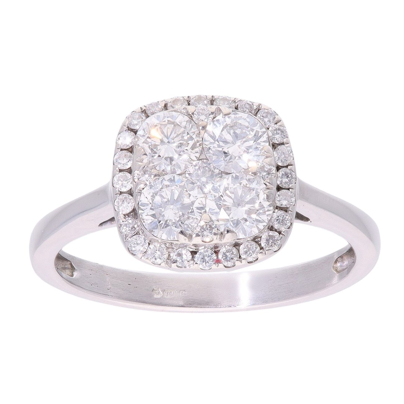 18ct White Gold 1.00ct Diamond Cluster Ring