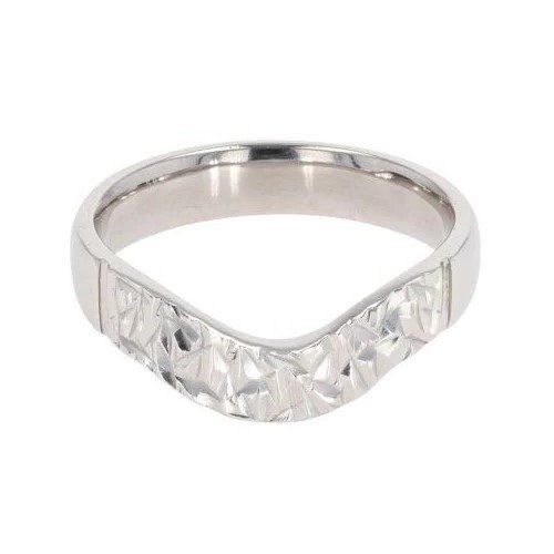 18ct White Gold Patterned Wishbone Ring