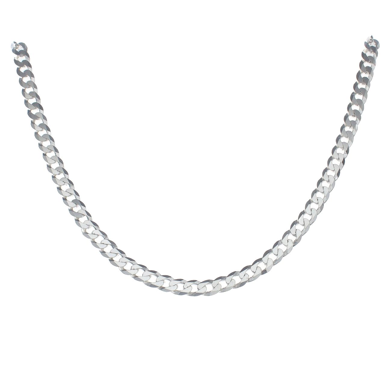 Silver Flat Curb Chain 20" By Icesia Gents