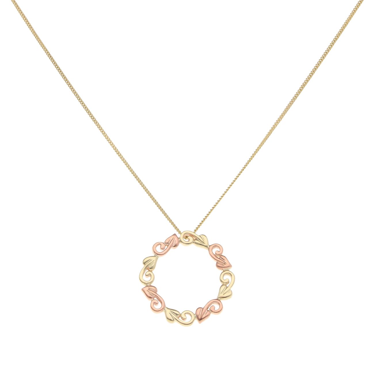 9ct Yellow and Rose Gold Vines Clogau Pendant and Chain 22"