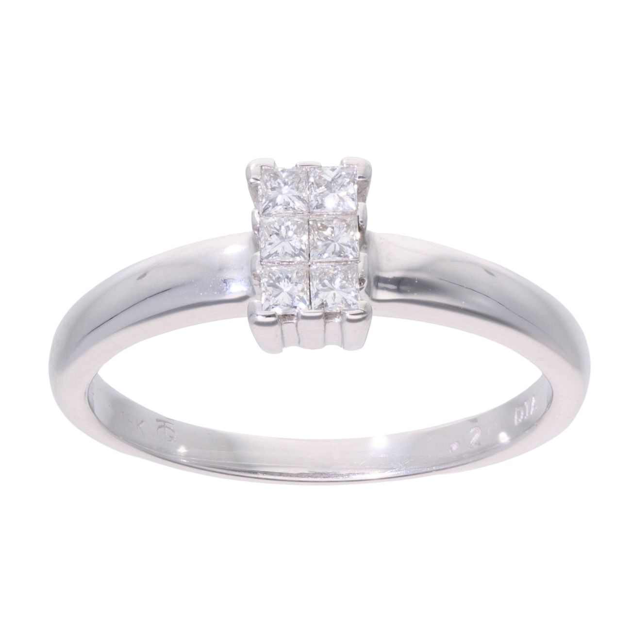 18ct White Gold 0.20ct Princess Cut Diamond Cluster Ring