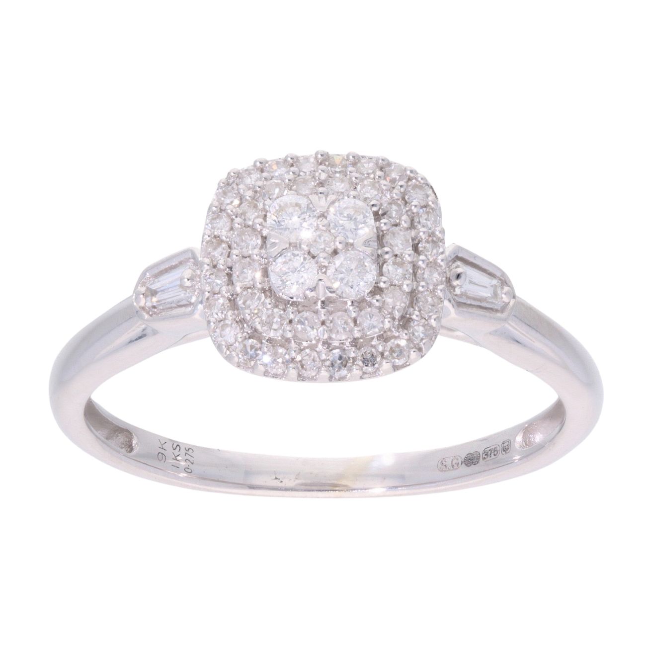 9ct White Gold 0.27ct Diamond Cluster Ring