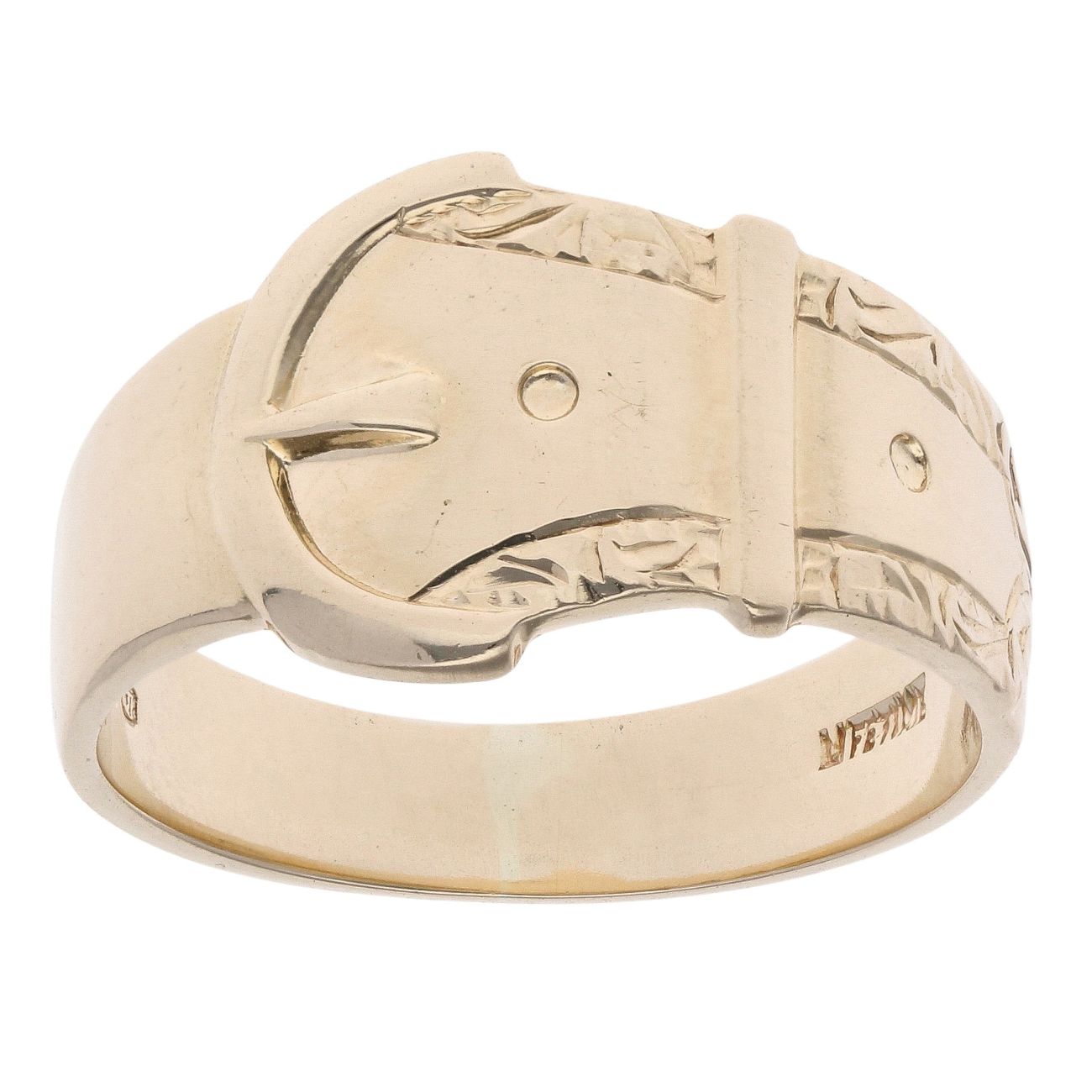 9ct Yellow Gold Patterned Buckle Ring