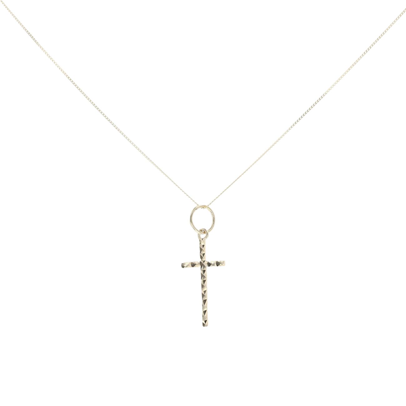 9ct Yellow Gold Cross Pendant & Chain 18"