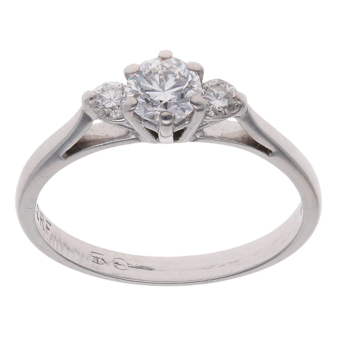 18ct White Gold 0.50ct Brilliant Cut Diamond Trilogy Ring